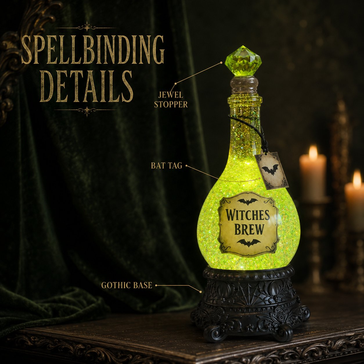 🔥Last Day 49% OFF -🧙✨Lighted Witches’ Brew Poison Bottle Glitter Globe(📦Buy 2 Free Shipping) - Buy 1
