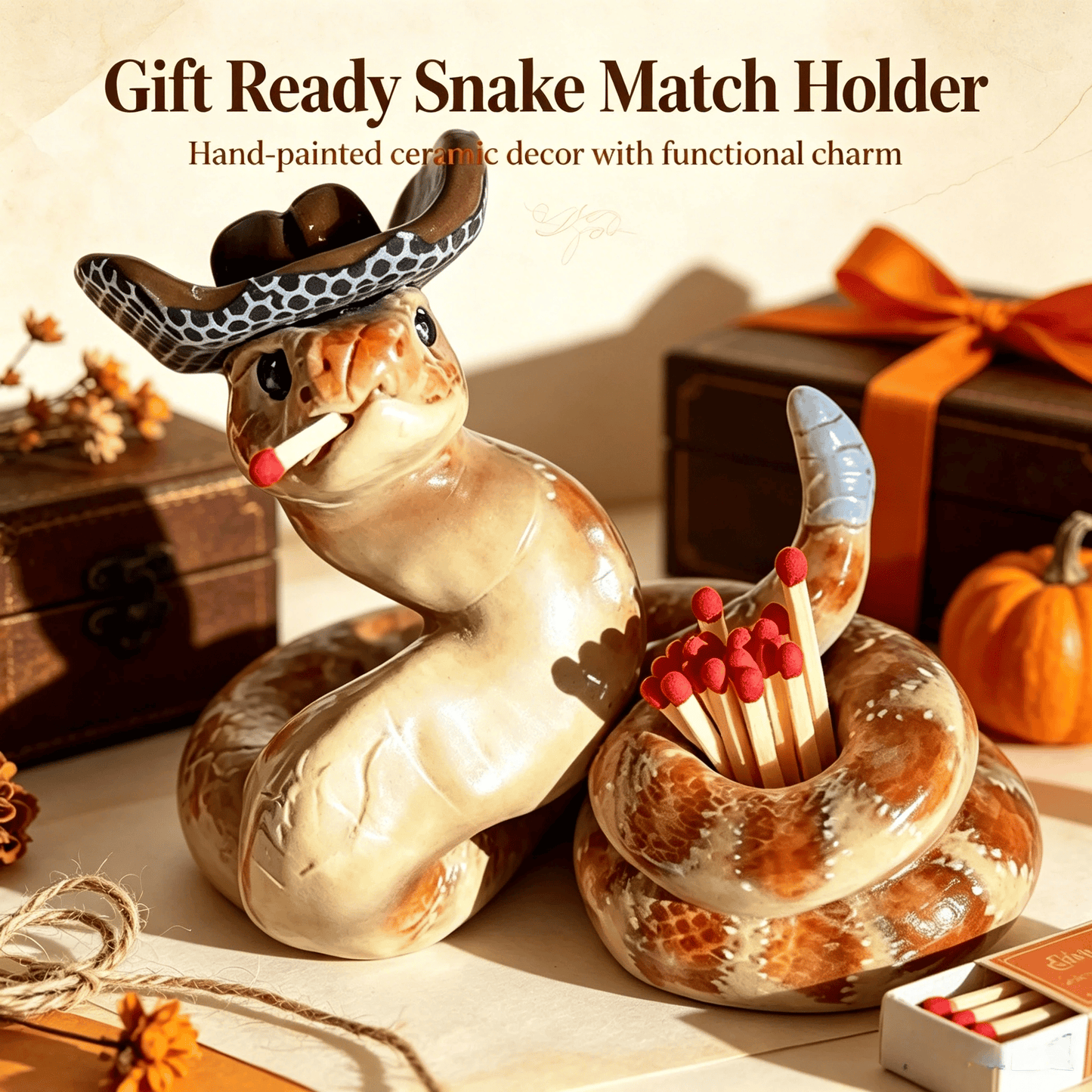 🐍 Snake Matchbox – Creative Decorative Match Holder with Artistic Design for Candles & Home Styling - Buy 1