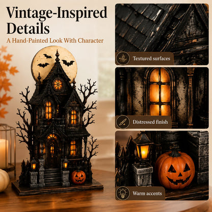 🔥Last Day 49% OFF - 🧙🖤Lighted Halloween Haunted House & Character Figurine Collection - Lighted Haunted House