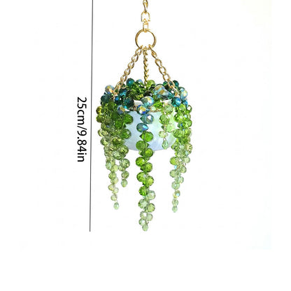 ✨ Mini White Pot Beaded Plant Suncatcher, Crystal Rainbow Maker Window Hanging Decor🌱