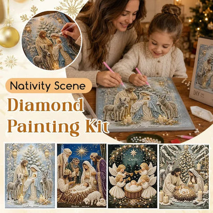 🎄 Premium 3D Diamond Jesus Birth Nativity Scene Painting Art Kit | Luxury Flocked Canvas with Scratch-Resistant Non-Fading Diamond Beads DIY Christmas Faith Decor 🌟✝️💎