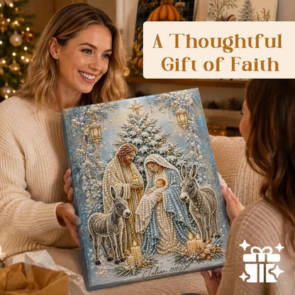 🎄 Premium 3D Diamond Jesus Birth Nativity Scene Painting Art Kit | Luxury Flocked Canvas with Scratch-Resistant Non-Fading Diamond Beads DIY Christmas Faith Decor 🌟✝️💎