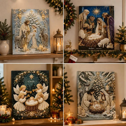 🎄 Premium 3D Diamond Jesus Birth Nativity Scene Painting Art Kit | Luxury Flocked Canvas with Scratch-Resistant Non-Fading Diamond Beads DIY Christmas Faith Decor 🌟✝️💎