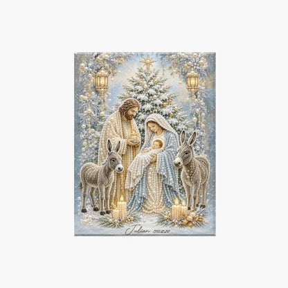 🎄 Premium 3D Diamond Jesus Birth Nativity Scene Painting Art Kit | Luxury Flocked Canvas with Scratch-Resistant Non-Fading Diamond Beads DIY Christmas Faith Decor 🌟✝️💎