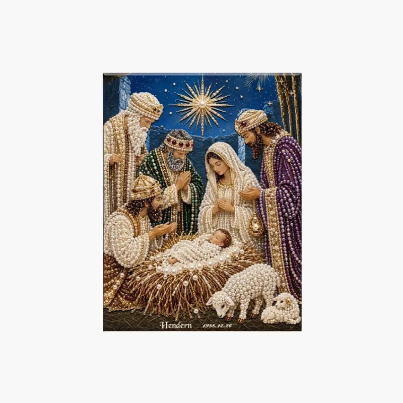 🎄 Premium 3D Diamond Jesus Birth Nativity Scene Painting Art Kit | Luxury Flocked Canvas with Scratch-Resistant Non-Fading Diamond Beads DIY Christmas Faith Decor 🌟✝️💎