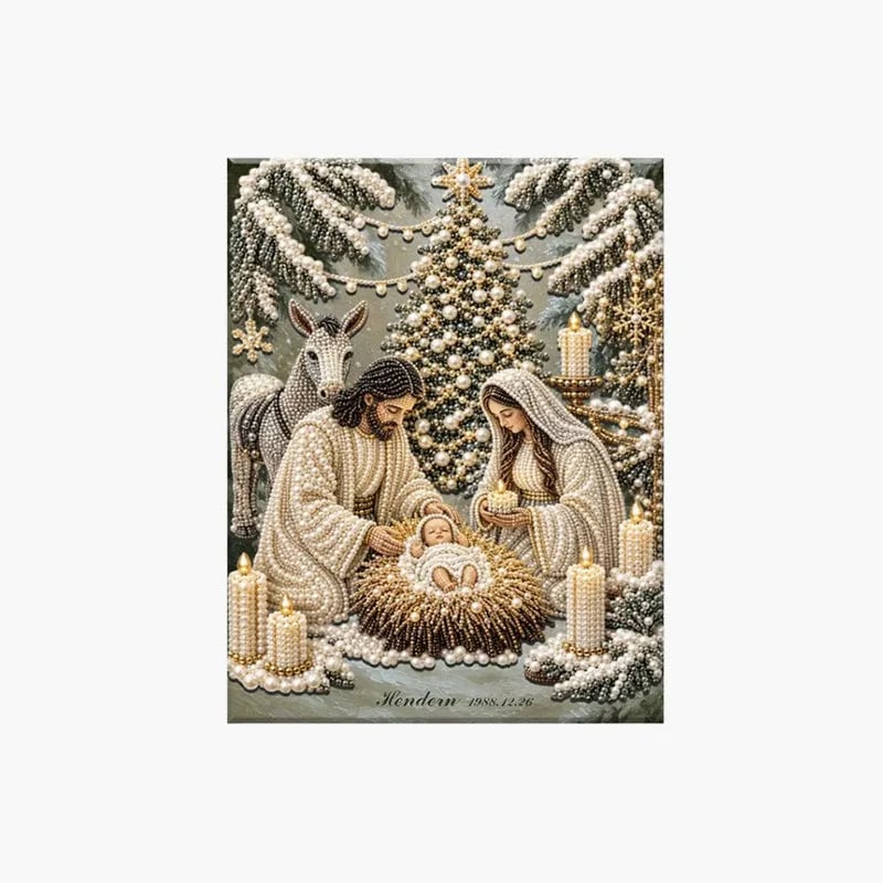 🎄 Premium 3D Diamond Jesus Birth Nativity Scene Painting Art Kit | Luxury Flocked Canvas with Scratch-Resistant Non-Fading Diamond Beads DIY Christmas Faith Decor 🌟✝️💎