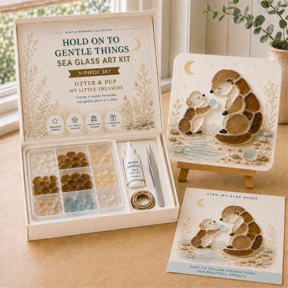 DIY Cute Animals Sea Glass Art Kit Collection, Mosaic Craft Kit with Display Easel and Complete Supplies, Birthday Gift for Handicraft/Animal Lovers