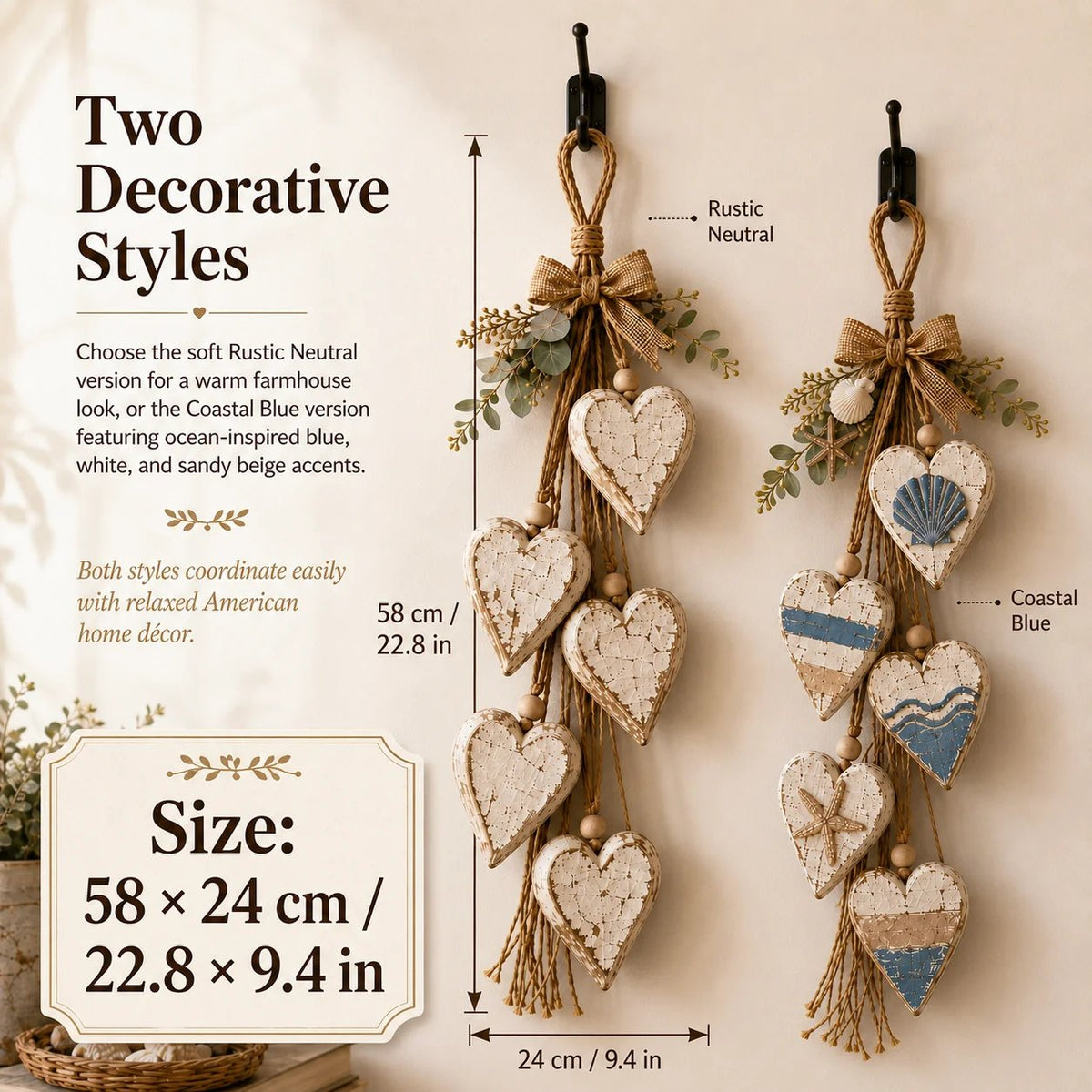 🍂🤎Hanging Heart Wall Decor