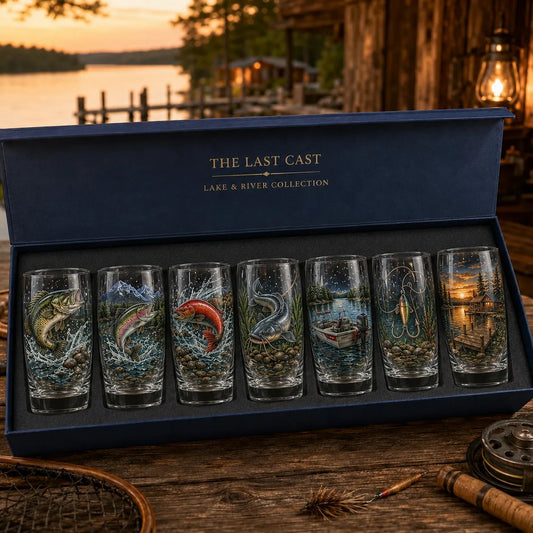 🎅🎅 2026 Christmas Gift 49% Off--✨🎣 The Last Cast Fishing Pint Glass Collection – 7 Unique Angler Designs & Gift Box