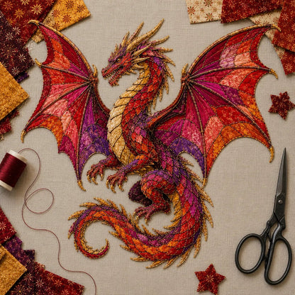 🔥🎁🌙 Beginner-Friendly Mythic Wilds DIY Layered Patchwork Art Kit | Complete Kit with Patterned Fabrics, Sewing Materials & Step-by-Step Guide Included 💕