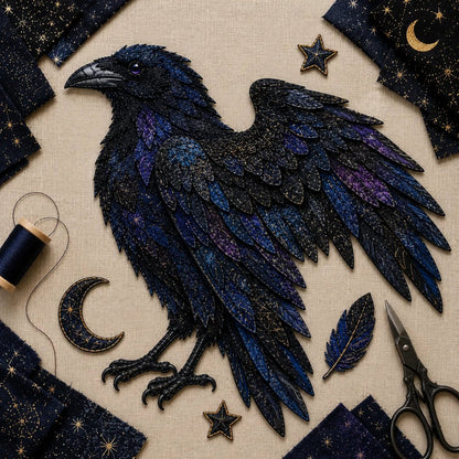 🔥🎁🌙 Beginner-Friendly Mythic Wilds DIY Layered Patchwork Art Kit | Complete Kit with Patterned Fabrics, Sewing Materials & Step-by-Step Guide Included 💕