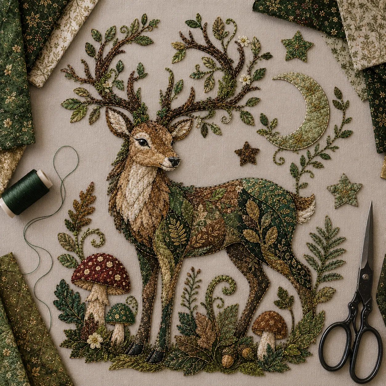 🔥🎁🌙 Beginner-Friendly Mythic Wilds DIY Layered Patchwork Art Kit | Complete Kit with Patterned Fabrics, Sewing Materials & Step-by-Step Guide Included 💕