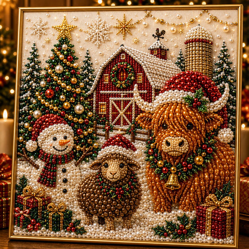 Christmas Farmhouse Decor DIY Diamond Pearl Art Kit