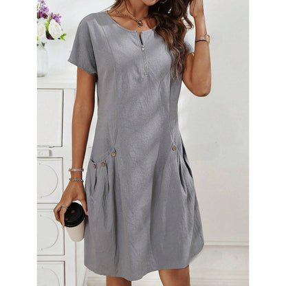📦📦LAST DAY SAVE 49% ⏰ Cotton-Linen Dress with Zipper Pockets
