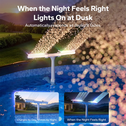 Solar Pool Fountain with Auto-Sensing Lights & Remote Control | Dual Spray Adjustable Sprinkler for Above/Inground Pools