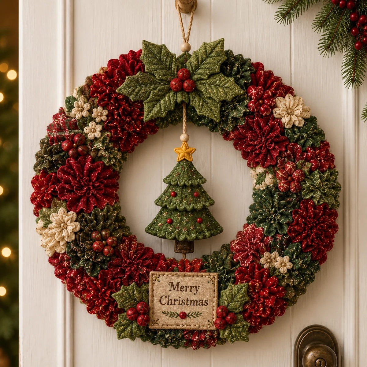 49% Off Last Day - BUY 3 GET 1 FREE🔥🎄 3D Fabric Poke Wreath DIY Kit With Tutorial & Guide Included