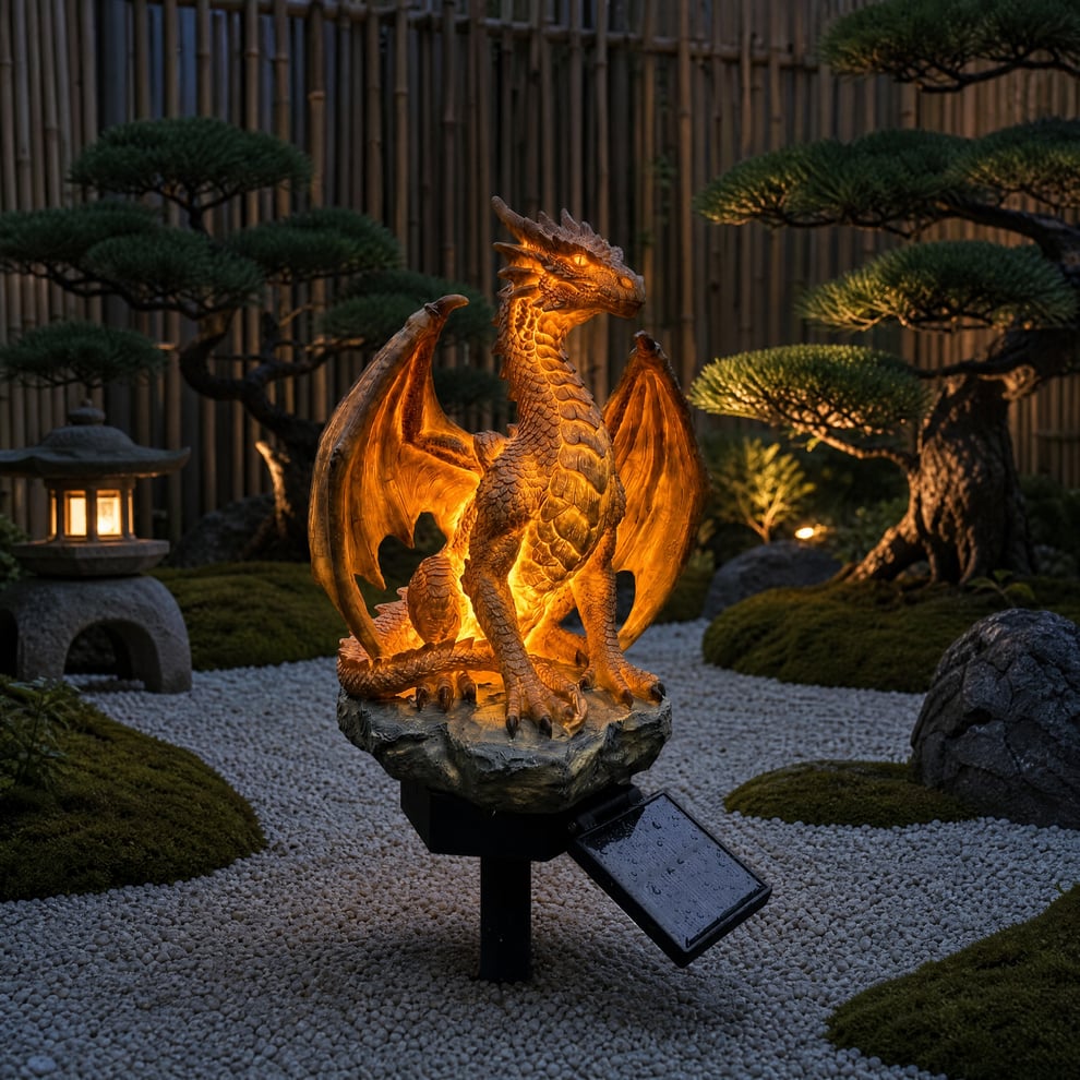 🐉Solar Dragon Garden Statue Light – Golden Ember Fantasy Outdoor Decor