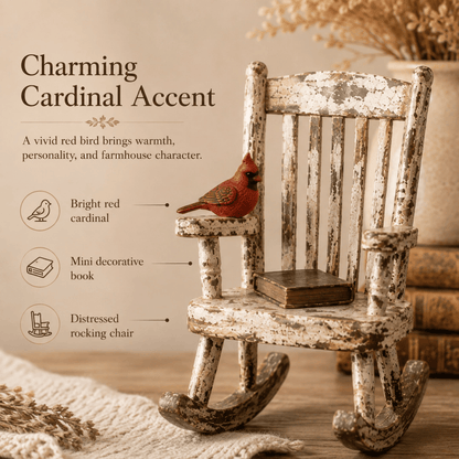 Rustic Cardinal Rocking Chair Decor