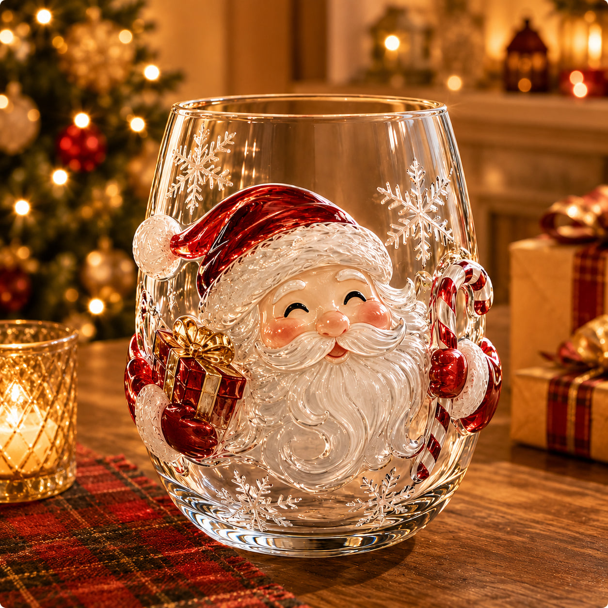 🎅Magical Christmas 3D Glass Cup Collection – Santa, Reindeer, Snowman & Christmas Tree