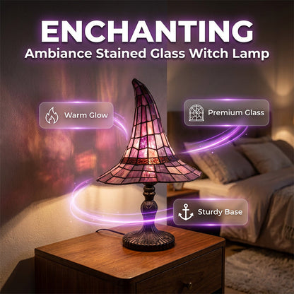 Enchanted stained-glass witch lamp