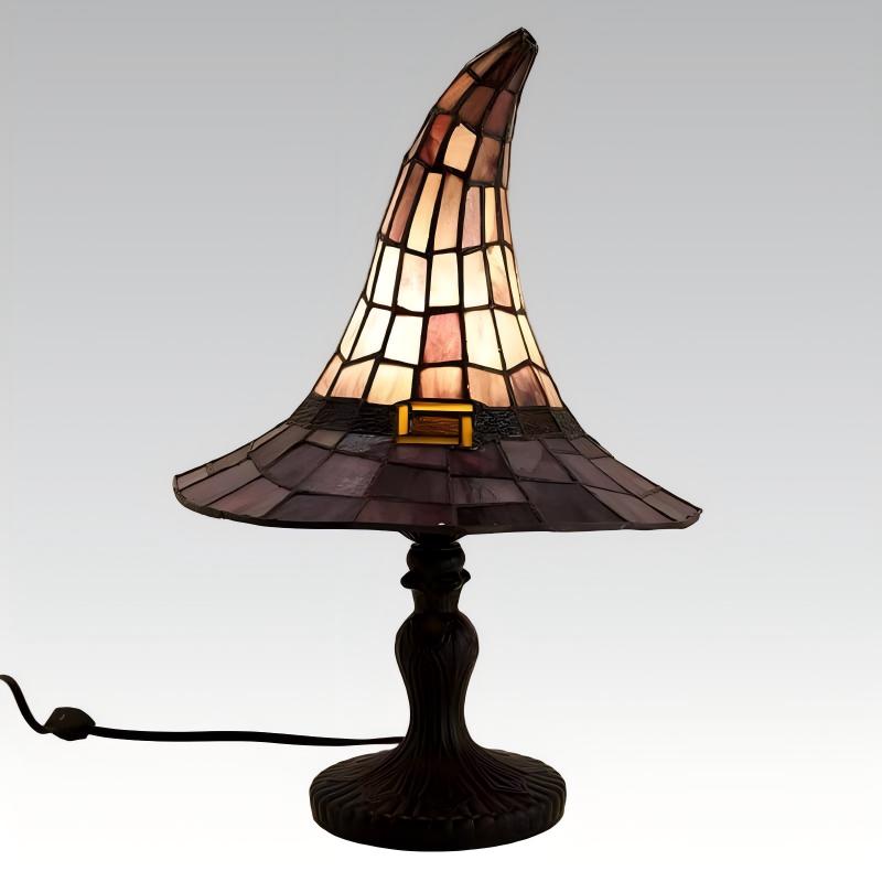 Enchanted stained-glass witch lamp