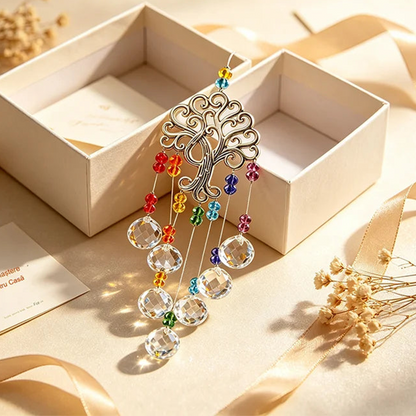 🌳 50% DE RÉDUCTION ☀️ Pendentif attrape-soleil cristal arbre de vie – Fines facettes, reflets lumineux & design symbolique – Parfait pour la décoration intérieure, le jardin ou en cadeau – apporte lumière et sérénité ✨🏡🕊️