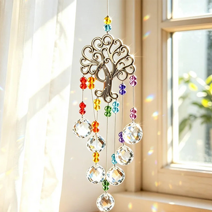 🌳 50% DE RÉDUCTION ☀️ Pendentif attrape-soleil cristal arbre de vie – Fines facettes, reflets lumineux & design symbolique – Parfait pour la décoration intérieure, le jardin ou en cadeau – apporte lumière et sérénité ✨🏡🕊️