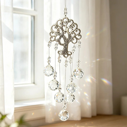 🌳 50% DE RÉDUCTION ☀️ Pendentif attrape-soleil cristal arbre de vie – Fines facettes, reflets lumineux & design symbolique – Parfait pour la décoration intérieure, le jardin ou en cadeau – apporte lumière et sérénité ✨🏡🕊️