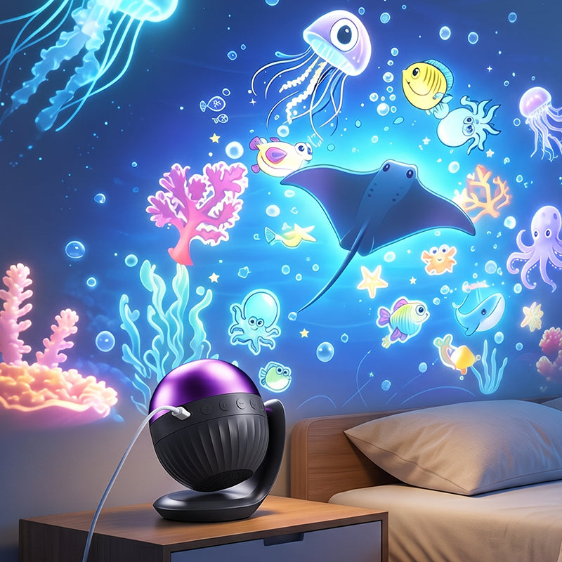 Ocean Starry Sky Projector Night Light with Music for Kids Bedroom