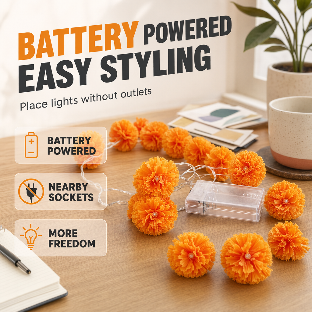 Marigold String Lights – Festive Glow & Charming Autumn Decor