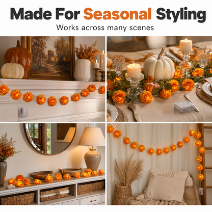 Marigold String Lights – Festive Glow & Charming Autumn Decor